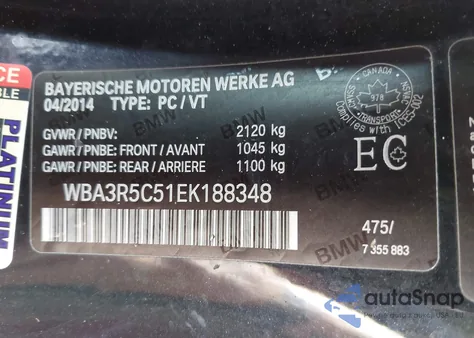 2014 BMW 435I xDrive z USA, uszkodzony, nr VIN WBA3R5C51EK188348